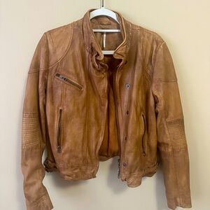 Free People genuine brown leather jacket